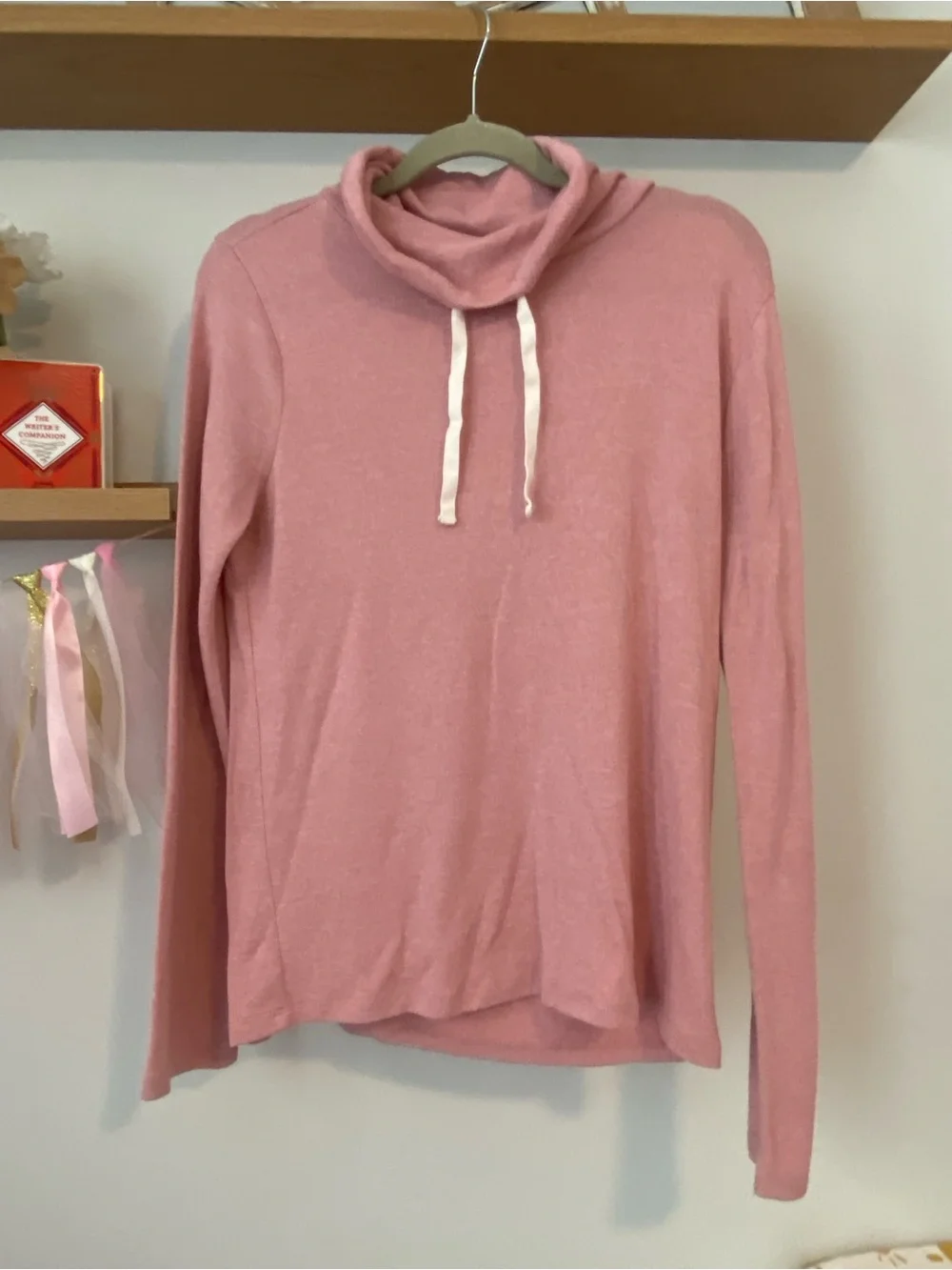 J. Crew Pink Cowl Neck Drawstring Long-Sleeve Sweater